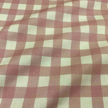 Tecido Sacaria Pano de Prato Por Metro Digital Xadrez Rosa Rose - Coleção Entre Panos Exclusivo Loja Tear
