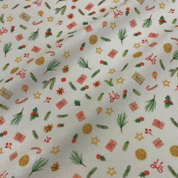 Tecido Sacaria Pano de Prato Por Metro Digital Artigos de Natal Dispersos - Coleção Entre Panos Exclusivo Loja Tear  