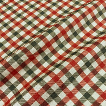 Tecido Sacaria Pano de Prato Por Metro Digital Xadrez de Natal Medio - Coleção Entre Panos Exclusivo Loja Tear