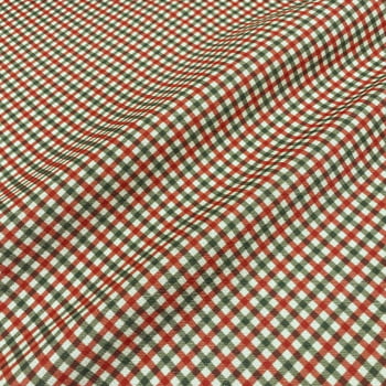 Tecido Sacaria Pano de Prato Por Metro Digital Xadrez de Natal Pequeno - Coleção Entre Panos Exclusivo Loja Tear 