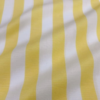 Tecido Tricoline Fio Tinto Listra Grande Amarelo Fabricart