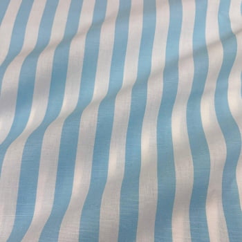 Tecido Tricoline Fio Tinto Listra Grande Azul Fabricart