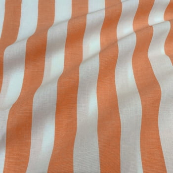 Tecido Tricoline Fio Tinto Listra Grande Laranja Fabricart