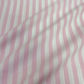 Tecido Tricoline Fio Tinto Listra Grande Rosa Bebe Tecido Tricoline Fio Tinto Listra Grande Rosa Bebe