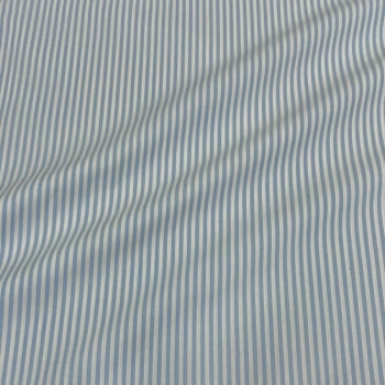 Tecido Tricoline Fio Tinto Listra Pequena Azul Bebe