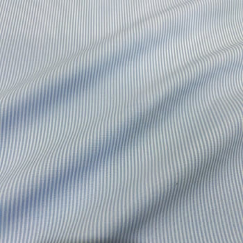 Tecido Tricoline Fio Tinto Micro Listra Azul Bebe