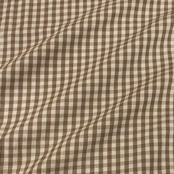 Tecido Tricoline Fio Tinto Vintage Country Xadrez com Cru Medio Bege