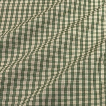 Tecido Tricoline Fio Tinto Vintage Country Xadrez com Cru Medio Verde Claro
