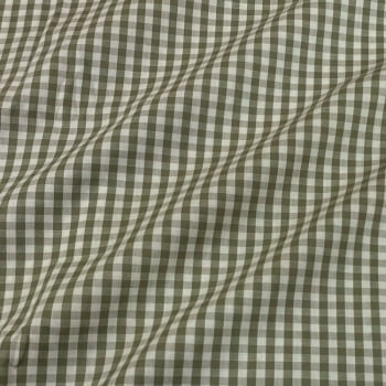 Tecido Tricoline Fio Tinto Vintage Country Xadrez com Cru Medio Verde Musgo