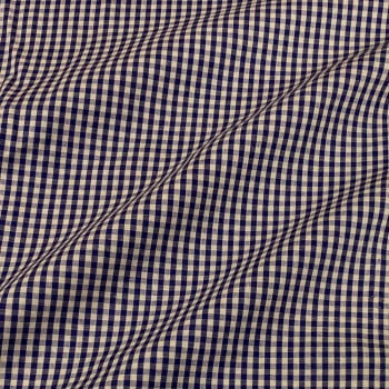 Tecido Tricoline Fio Tinto Vintage Country Xadrez com Cru Pequeno Azul Marinho