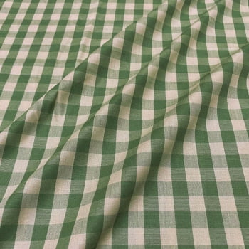 Tecido Tricoline Fio Tinto Vintage Country Xadrez com Cru Grande Verde Claro