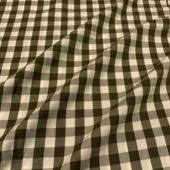 Tecido Tricoline Fio Tinto Vintage Country Xadrez Grande Verde Musgo