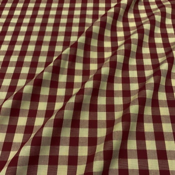 Tecido Tricoline Fio Tinto Vintage Country Xadrez Grande Vermelho Bordo
