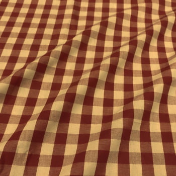 Tecido Tricoline Fio Tinto Vintage Country Xadrez Grande Vermelho Queimado