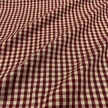 Tecido Tricoline Fio Tinto Vintage Country Xadrez Médio Vermelho Bordo