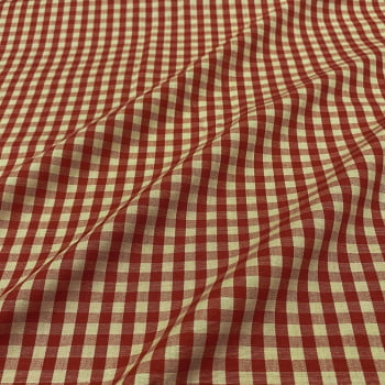 Tecido Tricoline Fio Tinto Vintage Country Xadrez Médio Vermelho Queimado