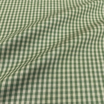 Tecido Tricoline Fio Tinto Vintage Country Xadrez com Cru Pequeno Verde Claro
