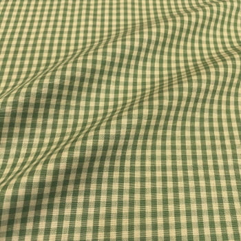Tecido Tricoline Fio Tinto Vintage Xadrez Pequeno Verde Claro