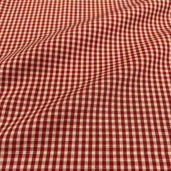 Tecido Tricoline Fio Tinto Vintage Xadrez Pequeno Vermelho Vivo