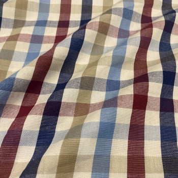 Tecido Tricoline Fio Tinto Xadrez Colorido Vintage