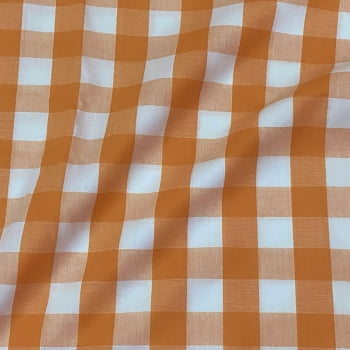 Tecido Tricoline Fio Tinto Xadrez Gigante Laranja Fabricart 