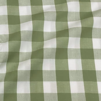 Tecido Tricoline Fio Tinto Xadrez Gigante Verde Oliva Fabricart