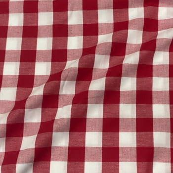 Tecido Tricoline Fio Tinto Xadrez Gigante Vermelho Fabricart 