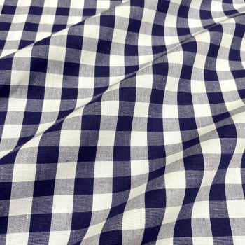 Tecido Tricoline Fio Tinto Xadrez Grande Azul Marinho Fabricart