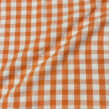 Tecido Tricoline Fio Tinto Xadrez Grande Laranja Fabricart
