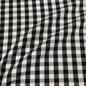 Tecido Tricoline Fio Tinto Xadrez Grande Preto Fabricart  