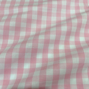 Tecido Tricoline Fio Tinto Xadrez Grande Rosa Fabricart