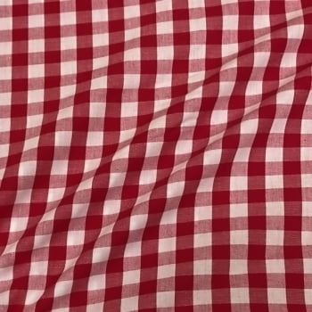 Tecido Tricoline Fio Tinto Xadrez Grande Vermelho Fabricart  