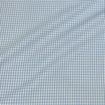 Tecido Tricoline Fio Tinto Xadrez Pequeno Azul Bebe