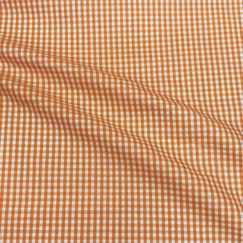 Tecido Tricoline Fio Tinto Xadrez Pequeno Laranja Fabricart  