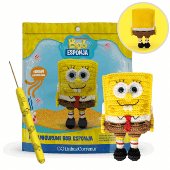 Kit Amigurumi Crochê Bob Esponja Linhas Corrente Kit Amigurumi Crochê Bob Esponja Linhas Corrente