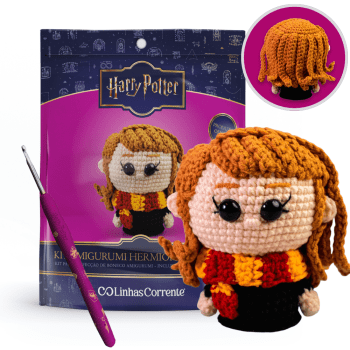 Kit Amigurumi Crochê Harry Potter Hermione Granger™ Linhas Corrente Kit Amigurumi Crochê Harry Potter Hermione Granger™ Linhas Corrente