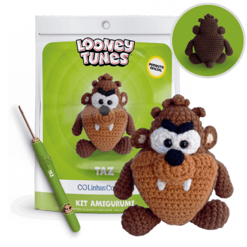 Kit Amigurumi Crochê Looney Tunes  Taz ™ Linhas Corrente