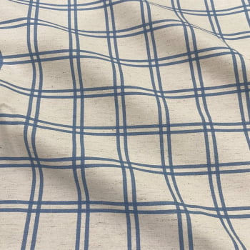 Tecido Linho Xadrez Grid Duplo Grande Azul