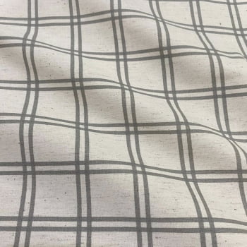 Tecido Linho Xadrez Grid Duplo Grande Cinza