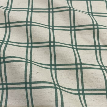Tecido Linho Xadrez Grid Duplo Grande Verde