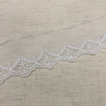 Tule Bordado Barra Branco ArtePunto BT013