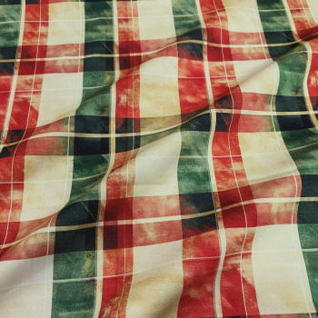 Tecido Sarja Impermeável Natal Xadrez Grande Aquarela Verde Vermelho Tecido Sarja Impermeável Natal Xadrez Grande Aquarela Verde Vermelho