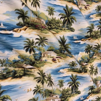 Tecido Sarja Impermeável Paisagem de Ilhas 