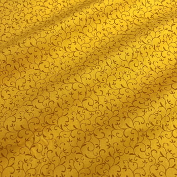 Tecido Tricoline Arabesco Amarelo Mostarda Tom Sobre Tom (Basics & Colors)