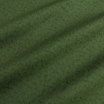 Tecido Tricoline Arabesco Verde Musgo Tom Sobre Tom (Basics & Colors)
