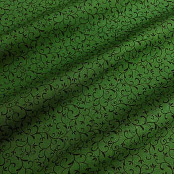 Tecido Tricoline Arabesco Verde Pinheiro Tom Sobre Tom (Basics & Colors)