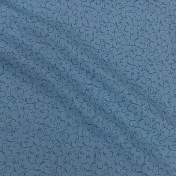 Tecido Tricoline Arabesco Azul Jeans Tom Sobre Tom (Basics & Colors)  