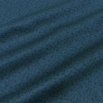 Tecido Tricoline Arabesco Azul Marinho Tom Sobre Tom (Basics & Colors) 