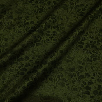 Tecido Tricoline Arabesco e Floreios Verde Musgo Coleção Barroque Tecido Tricoline Arabesco e Floreios Verde Musgo Coleção Barroque