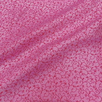 Tecido Tricoline Arabesco Rosa Chiclete Tom Sobre Tom (Basics & Colors)